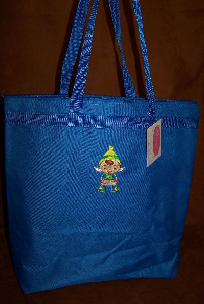 Christmas Elf Holiday Chocolate Chip Cookies Large Zipper Tote Bag NWT