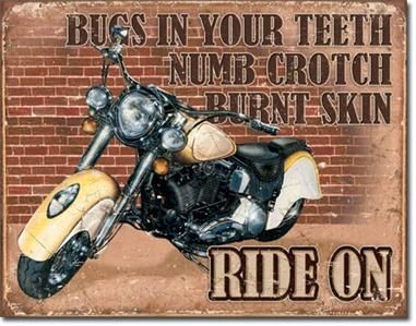 1441 Metal Tin Sign Ride on Harley Davidson Eagle Motorcycle Made USA