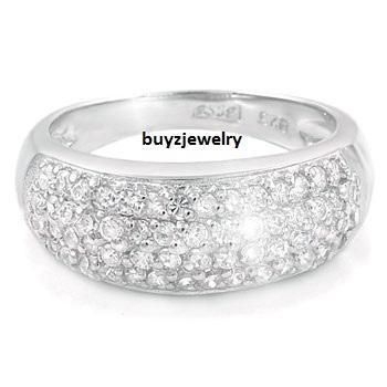 Carats Diamond Alternative Pave Dome Ring 14k White Gold over Silver