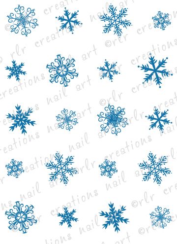 20 Winter Nail Decals Snowflake Doodles Assortment Water Slide Nail