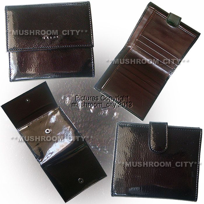 Divine Marni 07FW Dark Brown Patent Leather Wallet New
