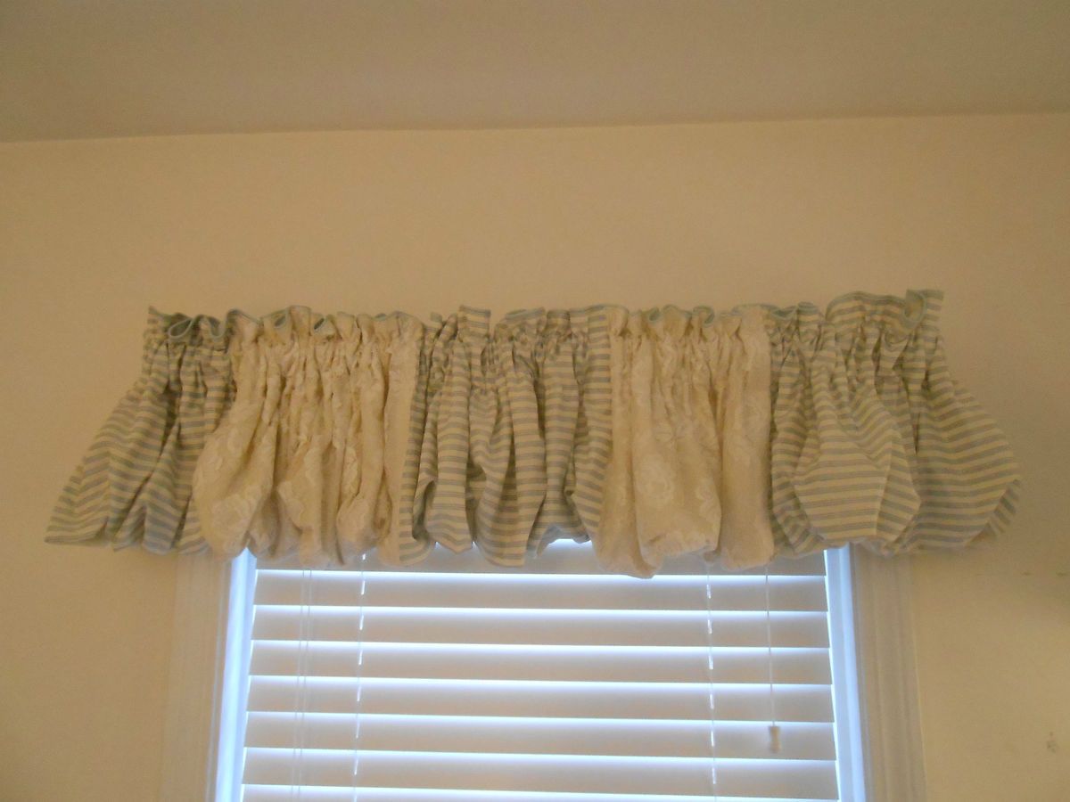 Custom Designed Light Blue Stripped Lace Balloon Valance Great for any