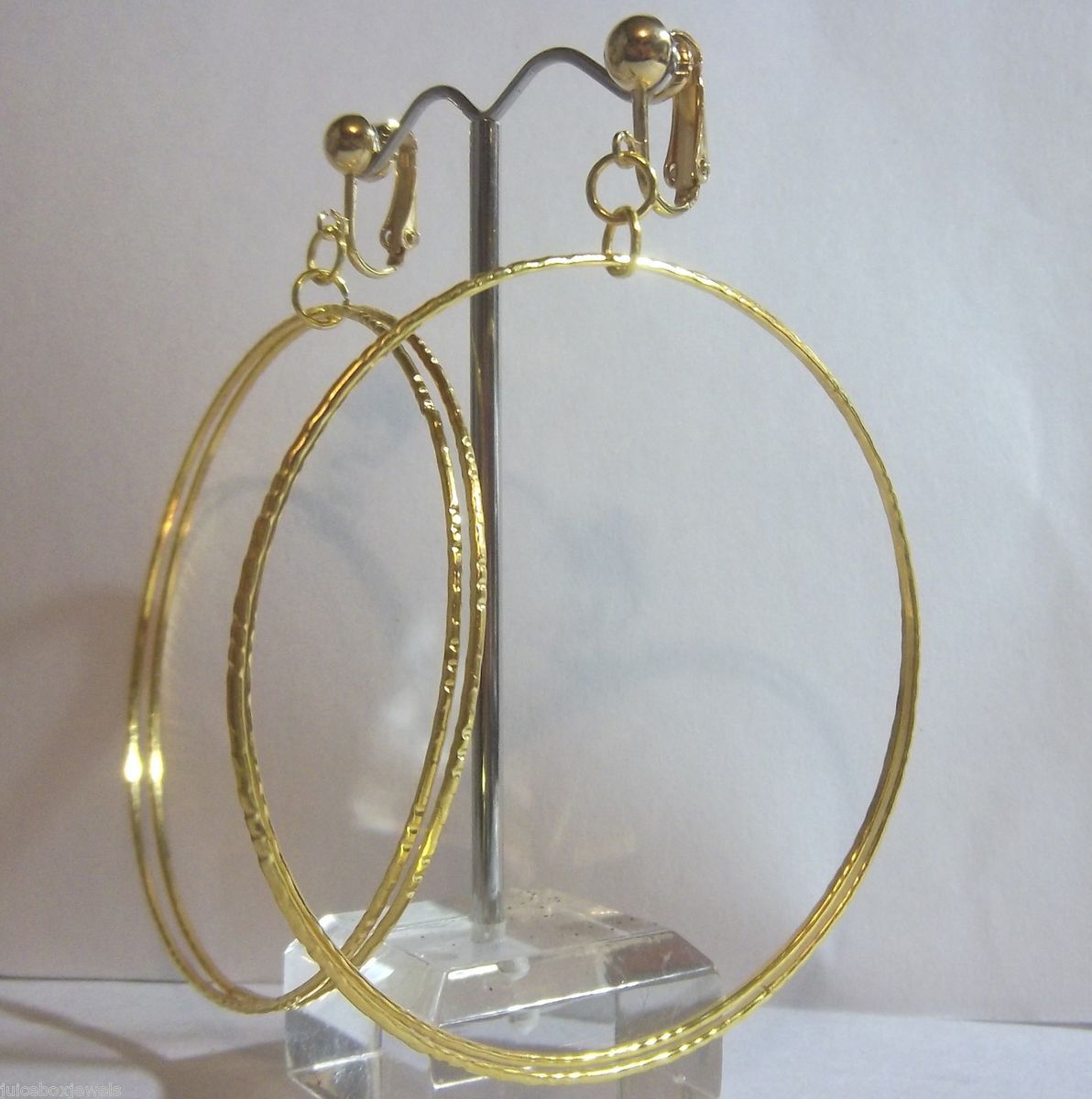  Choose Goldtone Silvertone Double Hoop Non Pierced Earrings USA