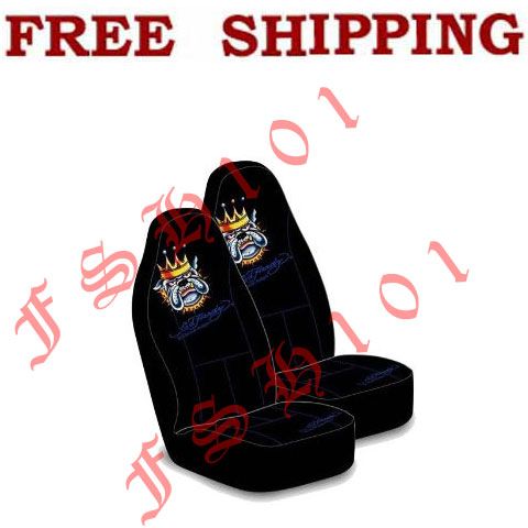 brand new set ed hardy bulldog king 2 front seat covers for car truck