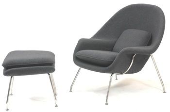 Eero Saarinen Style Womb Chair and Ottoman Set Dark Grey Modern and