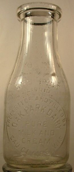 Oak Park Dairy Eau Claire Wis Wi Old Milk Bottle