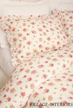 Sale Chic Shabby Pink Rose Queen Cotton Duvet Cover Set