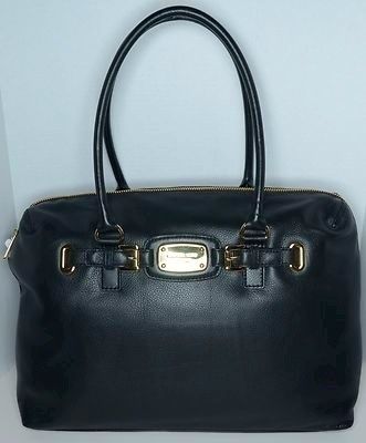 Michael Kors Extra LG Hamilton Black Leather Weekender Tote Bag New w