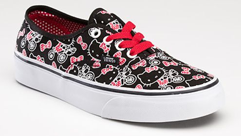  KITTY VANS AUTHENTIC GIRLS TRAINERS KIDS PUMPS BLACK SIZES UK 11   4