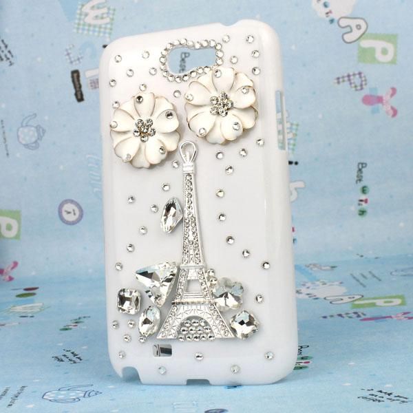 Eiffel Tower Flower Bling Diamond Hard Case Cover for Samsung N7100