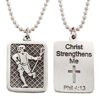  Lacrosse Dog Tag on 22 Stainless Steel Chain Sports Jewelry