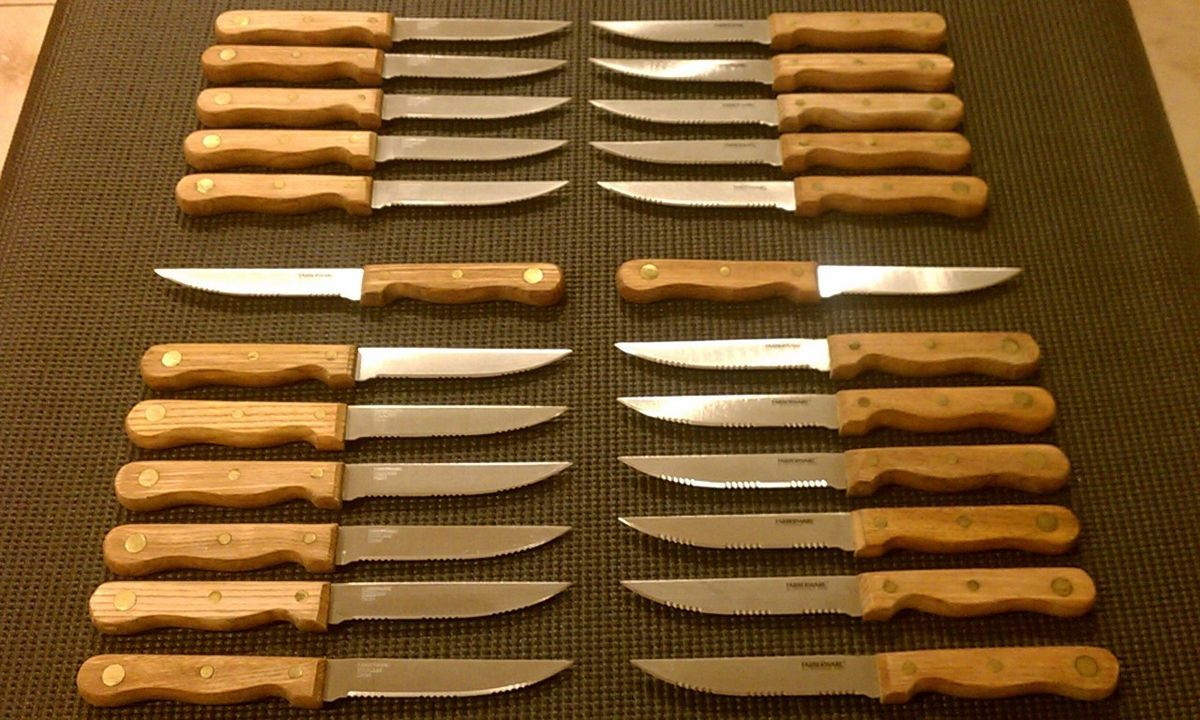 Farberware Steak Knife Set Wood Handle Stainless Steel Knives New Set