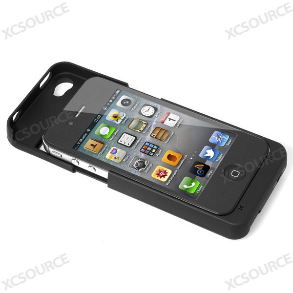 Black 1900mah External backup Battery Charger Case Cover for iPhone 4