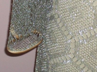 Amazing Vtg Silver 60s Mod Joseph Magnin M Lace Illusion Party Dress