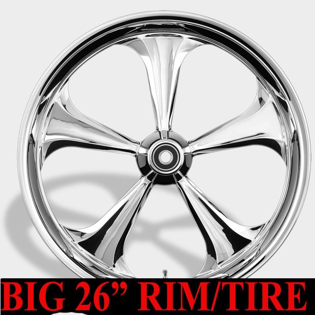 Rim and Tire 26 Harley Street Road Glide Package Chrome Black