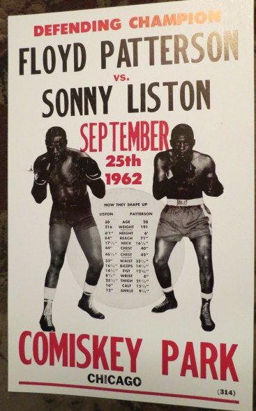 1962 60S FLOYD PATTERSON VS. SONNY LISTON BOXING POSTER COMISKEY PARK
