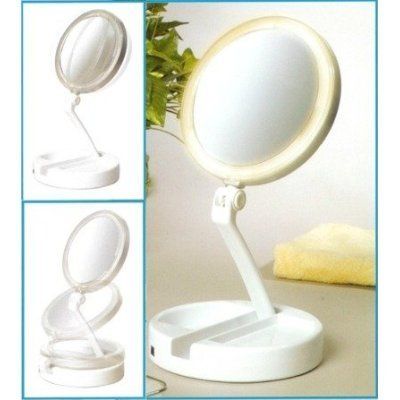 Floxite 7504 12l 12x Led Lighted Folding Vanity and Travel Mirror