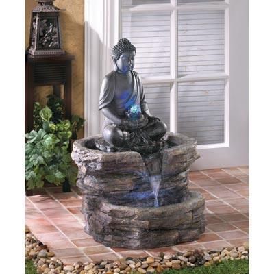GORGEOUS BUDDHA ZEN WATER FOUNTAIN~LED LIGHTS~INDOORS or OUT~BIG