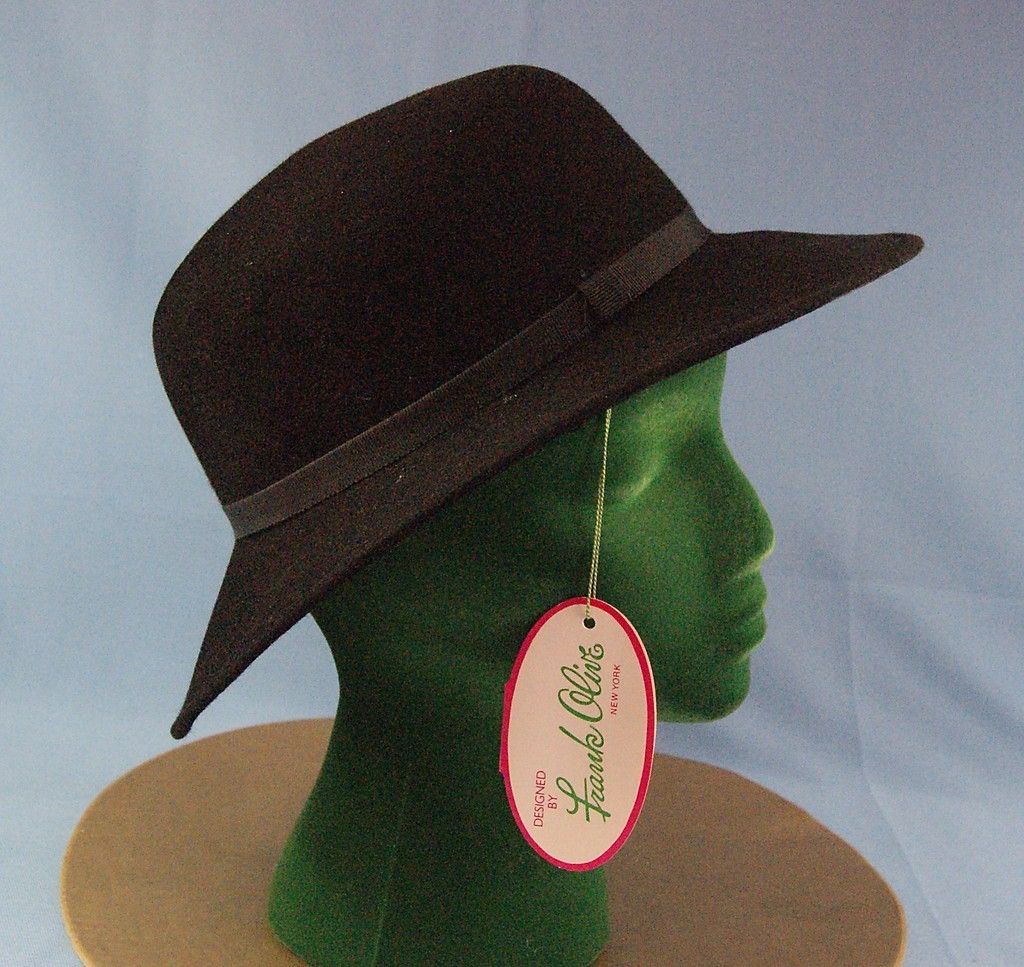 Vintage Millinery Frank Olive Black Felt Hat  2020 NWT