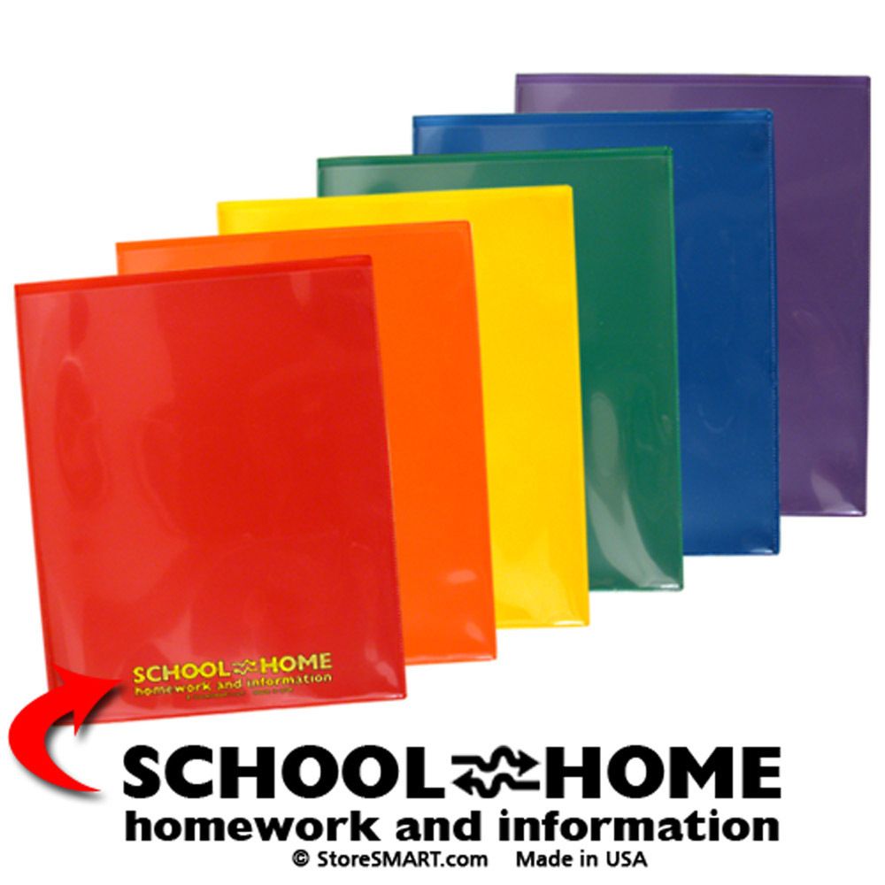 Pkt Plastic School Home Folders 6 pack 1 ea Color