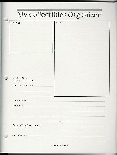 Collectibles Organizer Book Document Your Collections