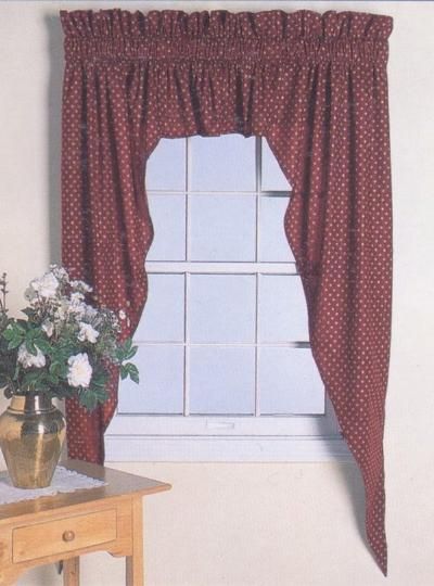 3pc Country Cottage Wine Swag Valance Curtain 84WX63L