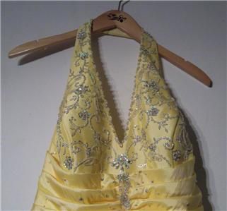Mori Lee by Madeline Gardiner Canary Yellow Prom Dress Ball Gown Size