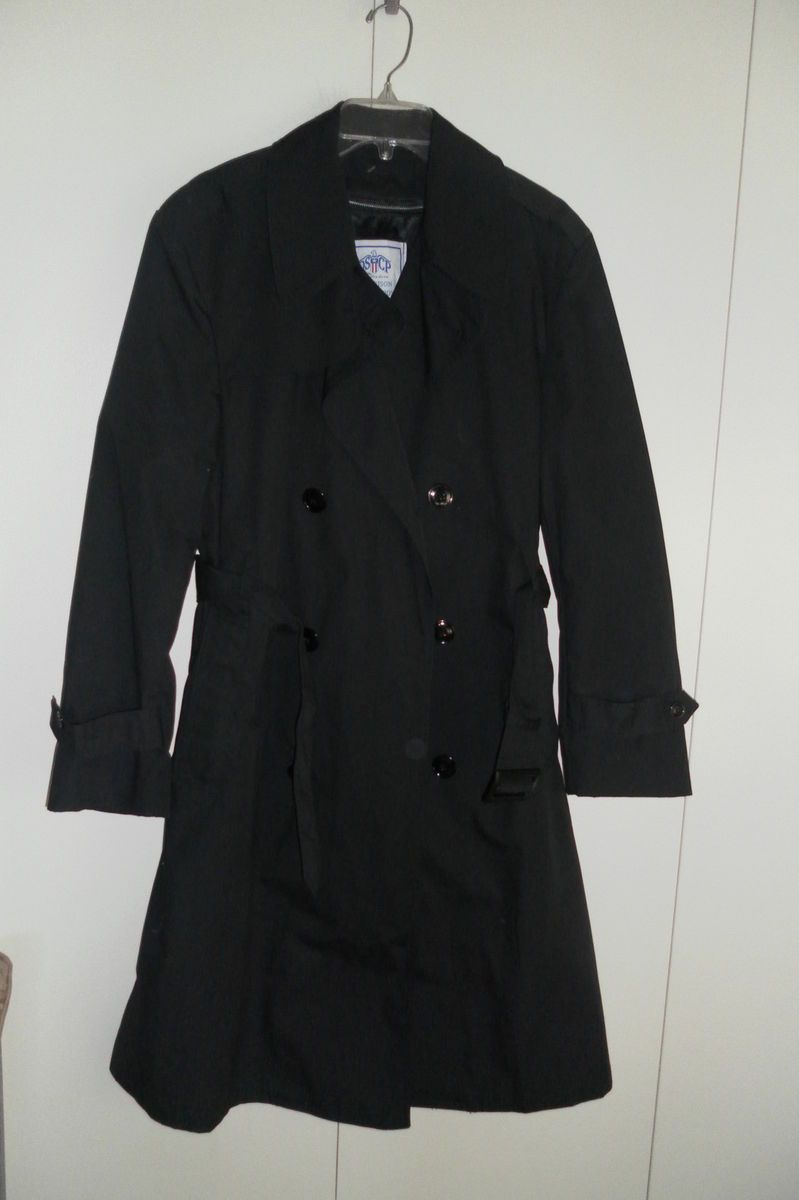 Garrison Collection Black All Weather Army Trench Coat w Lining 38S