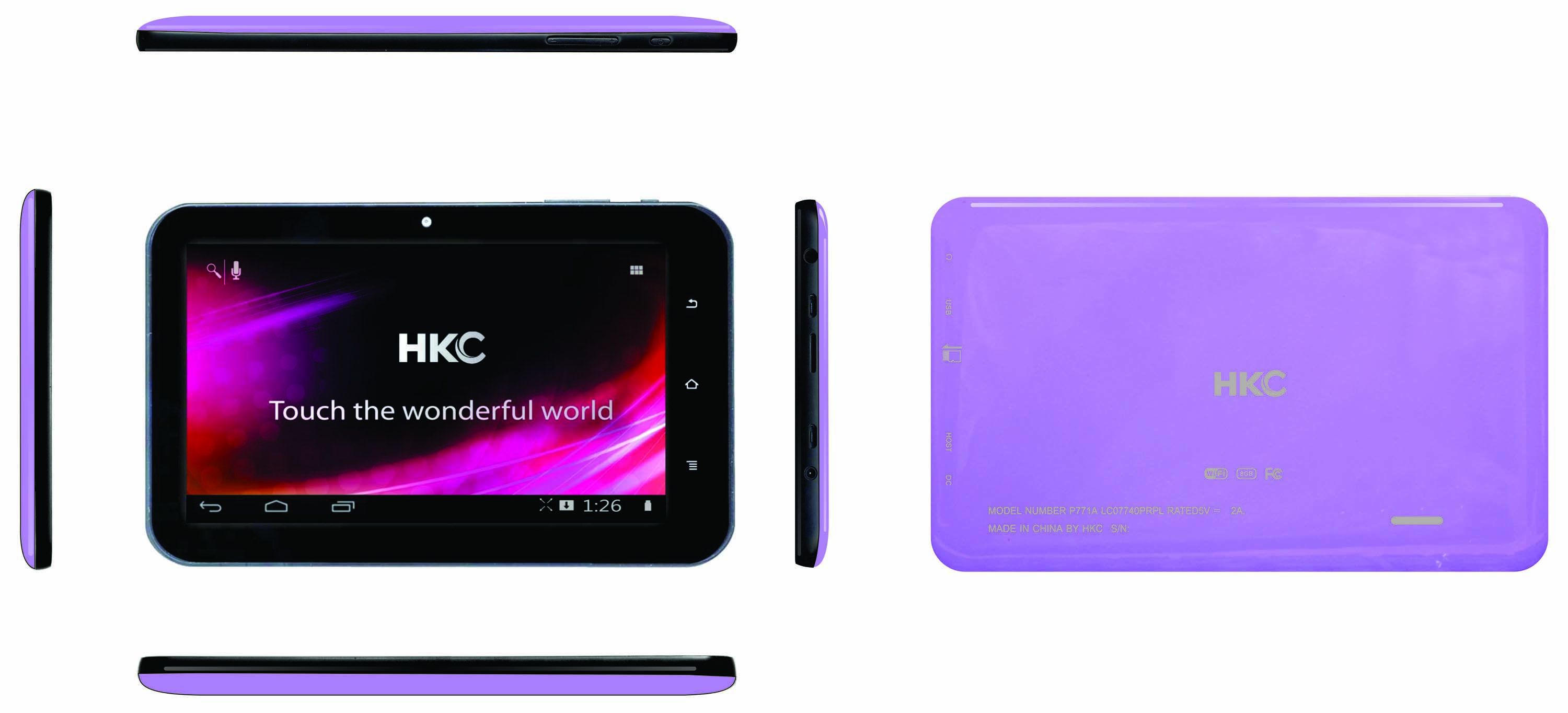 Purple 7 HKC Capacitive Multi Touch Tablet PC 8GB Google Play Android