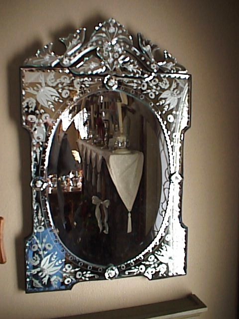 Victorian Rosa Rose Venetian Glass Mirror Chic Cottage Shabby Oval