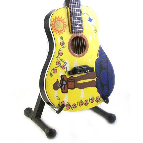 MINIATURE GUITAR GEORGE HARRISON GIBSON J 160e YELLOW PSYCHEDELIC FREE