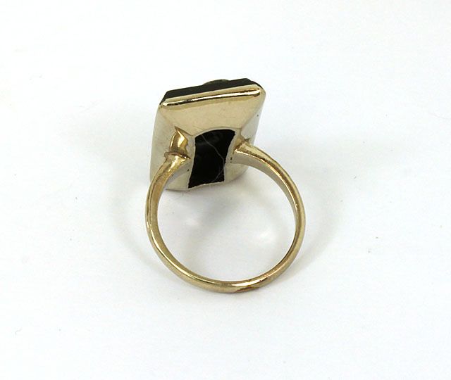 Antique Victorian 10K Gold Onyx Diamonds Ladies Trendy Ring