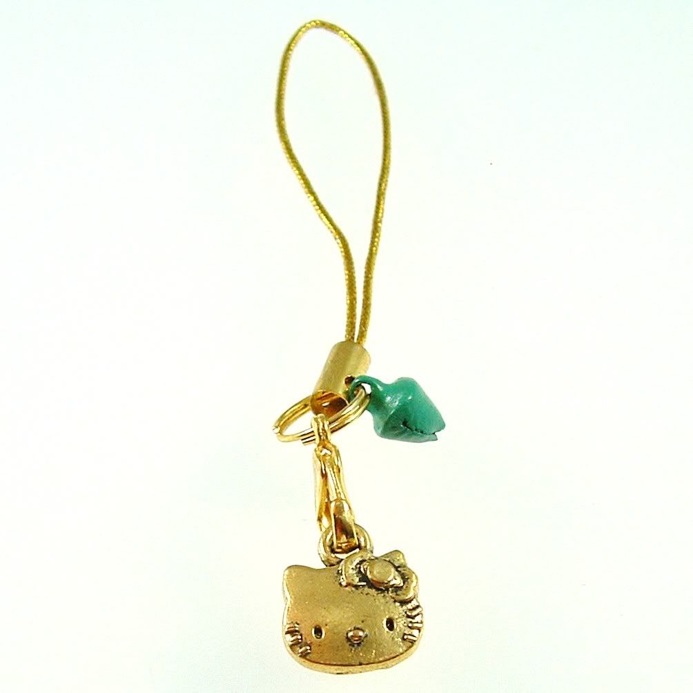 Gold Tone Hello Kitty Cell Phone  Charm with Bell