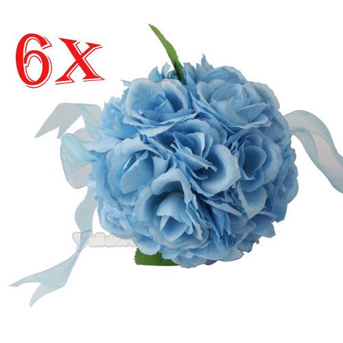  Blue Silk Kissing Pomander Rose Flowers Ball Wedding Decoration