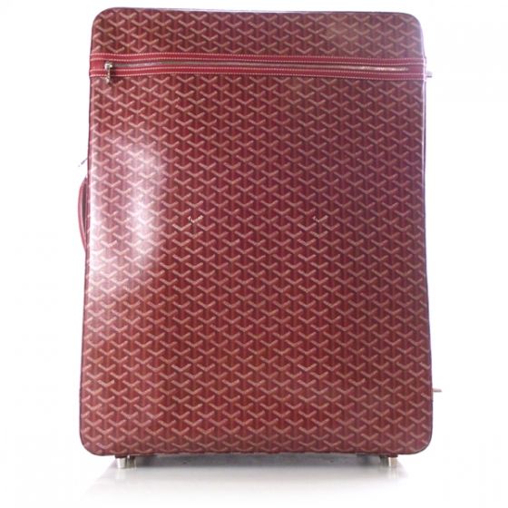 Goyard Trolley PM Rolling Suitcase Red Travel Bag Case