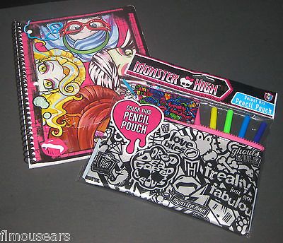 Monster High Velvet Art Pencil Pouch & Lined Notebook Spiral Notebook