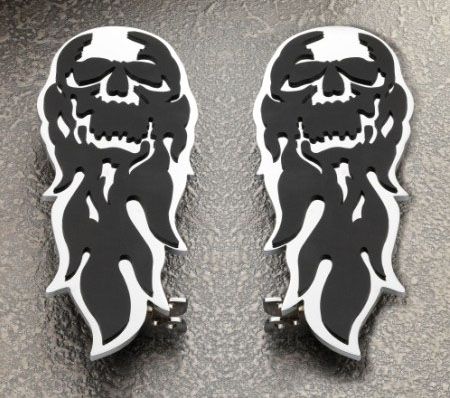 Harley Davidson Motorcycle Flaming Skull Foot Boards
