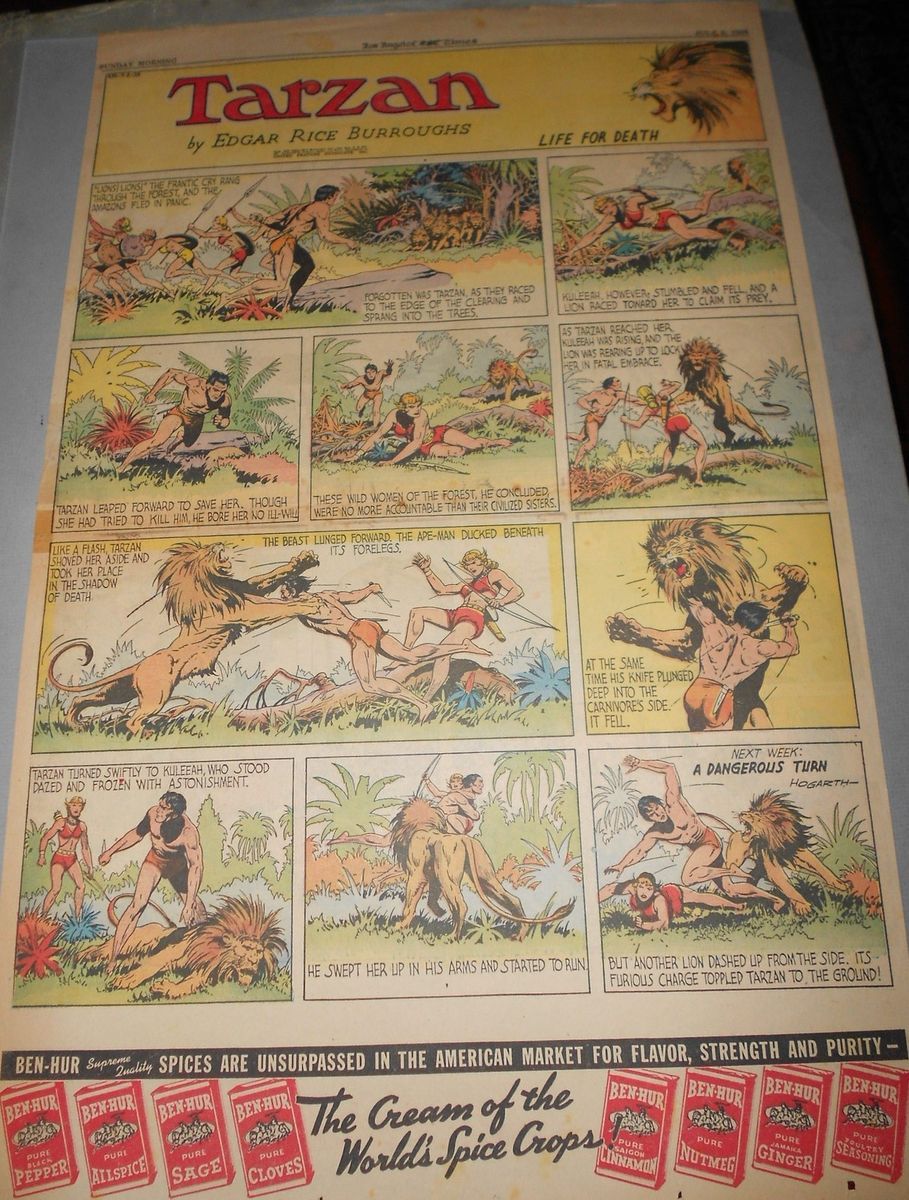 Tarzan Sunday Page by Burne Hogarth from 7 2 1939 Full Page Size