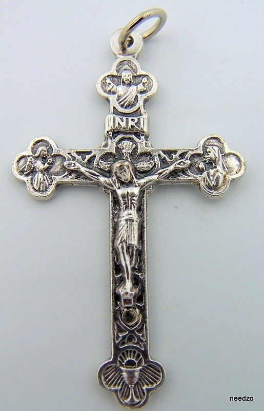 Petite Holy Trinity Silver Plated Cross Crucifix Catholic Gift Made In