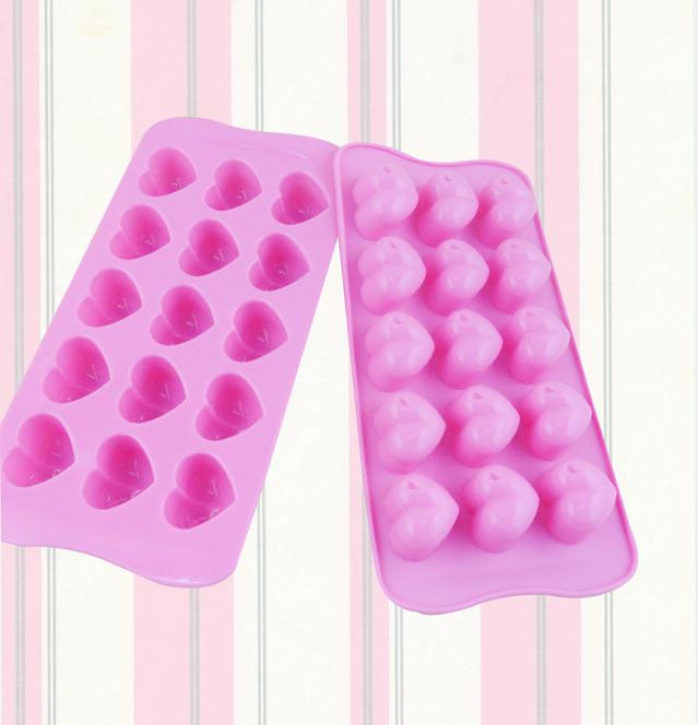 3PC Silicone Heart Chocolate Mold Candy Ice Mould Cube Tray Mould Pan