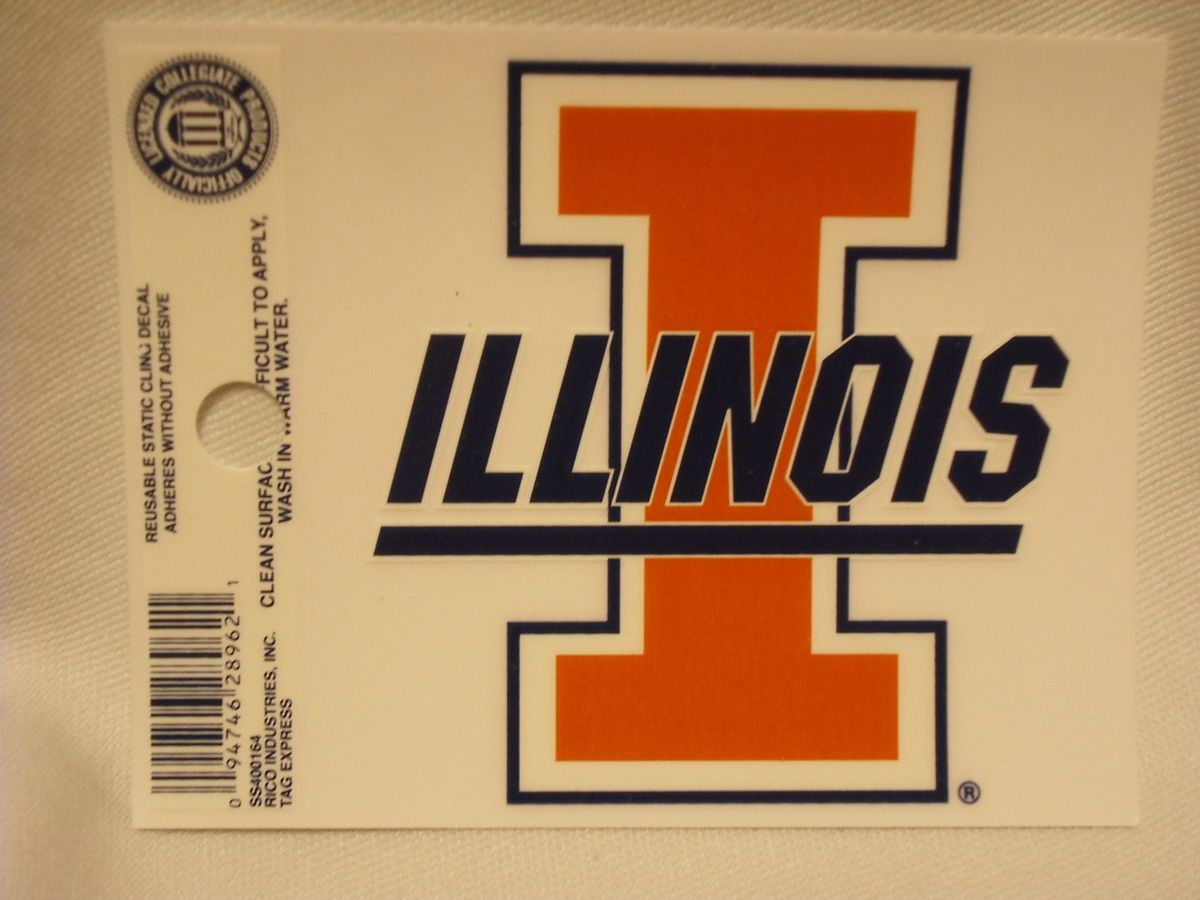 Illinois Fighting Illini Static Cling Sticker New Window or Car NCAA