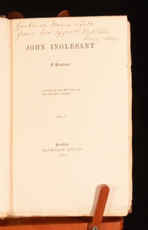 1882 2vol John Inglesant A Romance by Joseph Henry Shorthouse