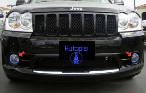 2004 2008 Jeep Grand Cherokee Red Halo Fog Lamps Lights Fu Kit Pair