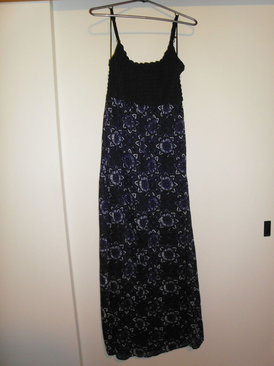 Lucky Brand John Robshaw Courtney Crochet Maxi Dress XS