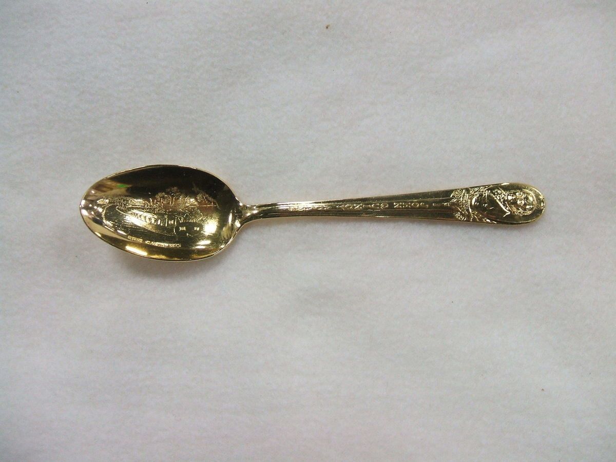 ROGERS JOHN QUINCY ADAMS PRESIDENTIAL GOLD COLOR SPOON VINTAGE ERIE CANAL  
