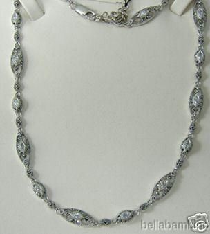 Judith Jack Sterling Silver CZ Marcasite Necklace  