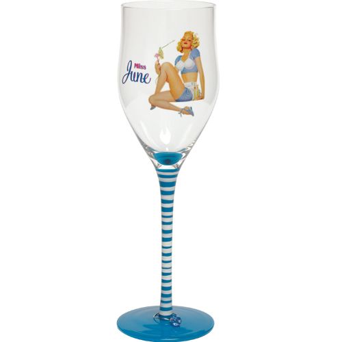  for 2012 Pin Up Girl Wine Glasses Miss June Calendar Girl Wine Glass