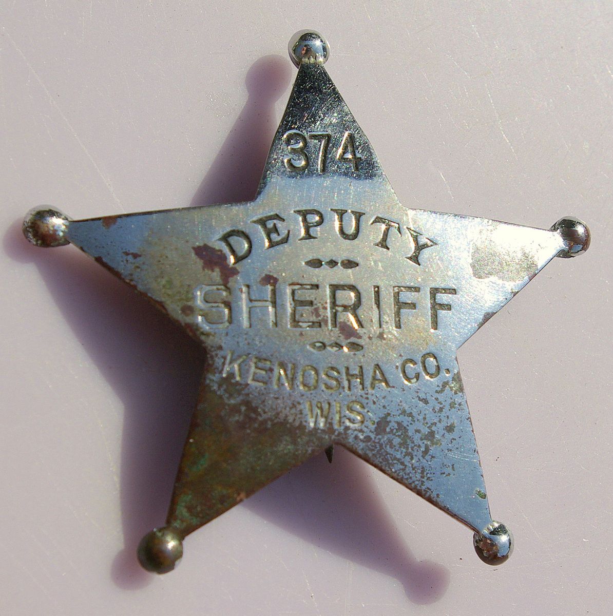 Deputy Sheriff Kenosha Co Wisconsin Badge w Makers Mark