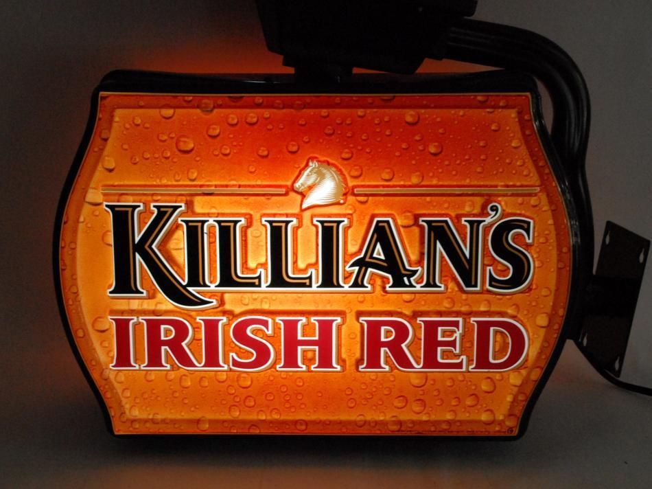 Killians Irish Red Lighted 3D Revolving Hanging Beer Sign 20 x16