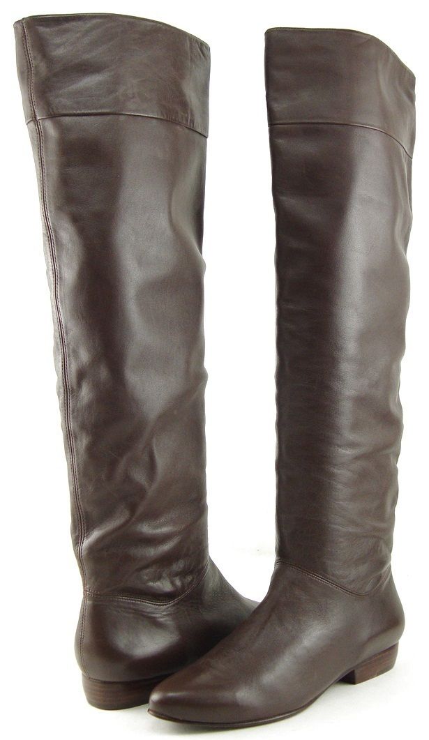 POUR LA VICTOIRE MALORIE Brown Leather Womens Designer Knee High Boots